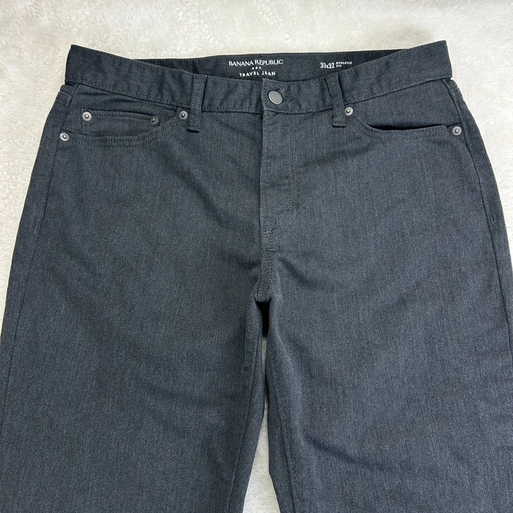 Banana‎ Republic Washwell Pants Mens 33x32 Charcoal Heat Black Office Casual